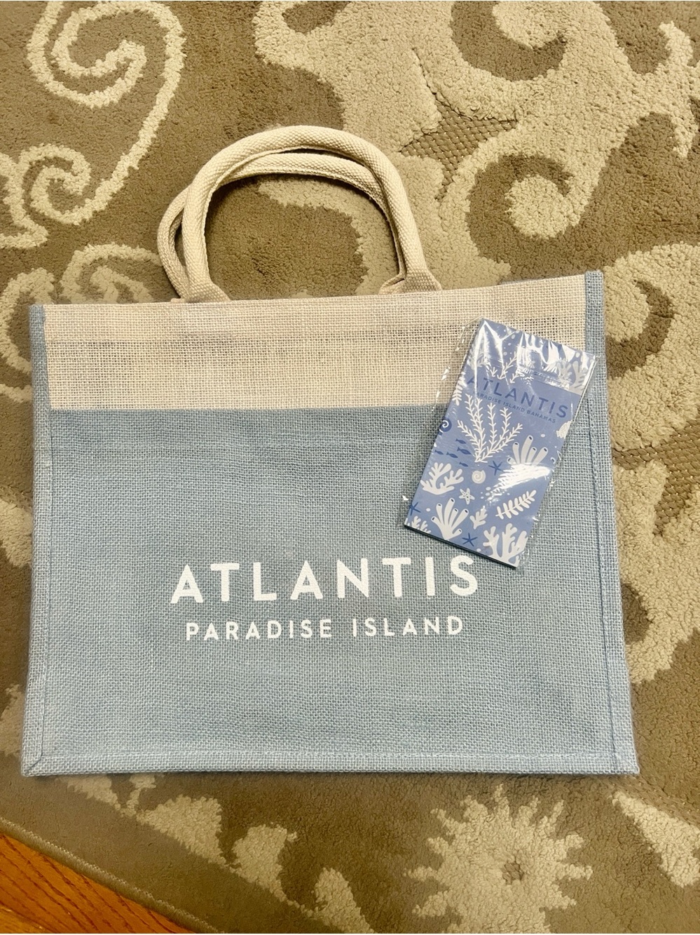 Atlantis Paradise Island Light Blue Tote Bag and note book